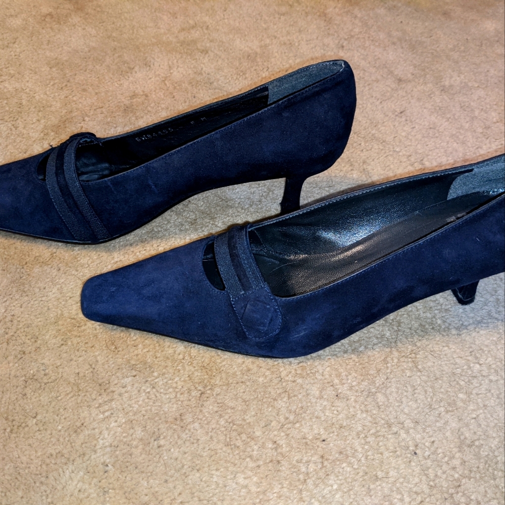 Stuart Weitzman Blue Suede Kitten Heels
